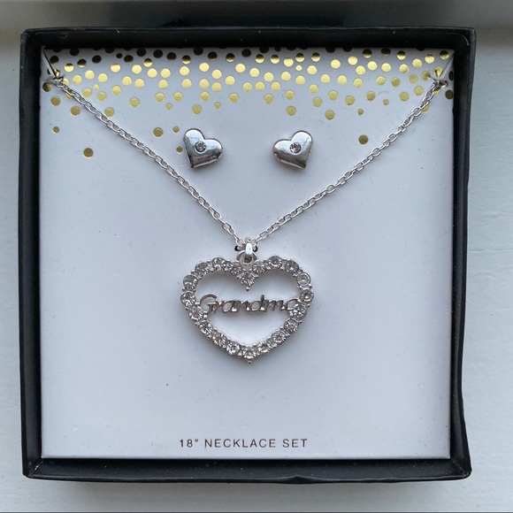 Silver & diamond “Grandma” necklace + earrings set - Picture 8 of 8